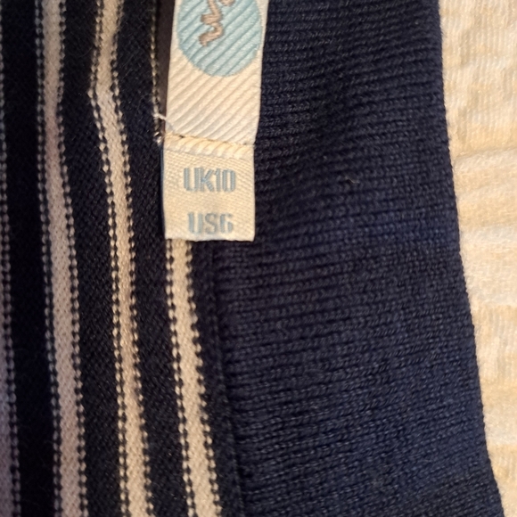 Boden women's size 6 3/4 sleeve blue & white stripe fine knit sweater VGUC - Picture 3 of 6